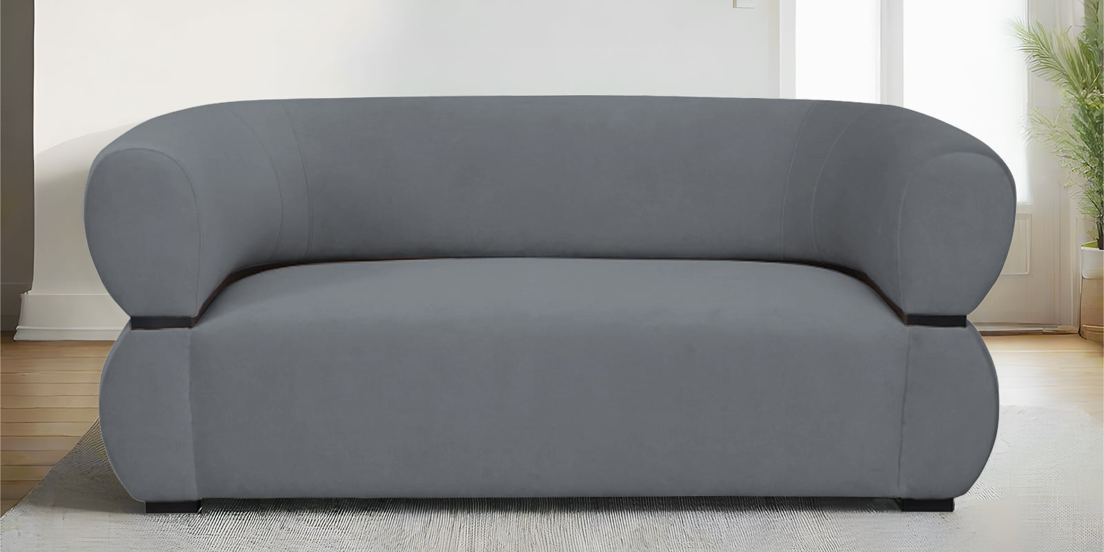 Kula Velvet 2 Seater Sofa In Pubble Grey Colour - Febonic Living