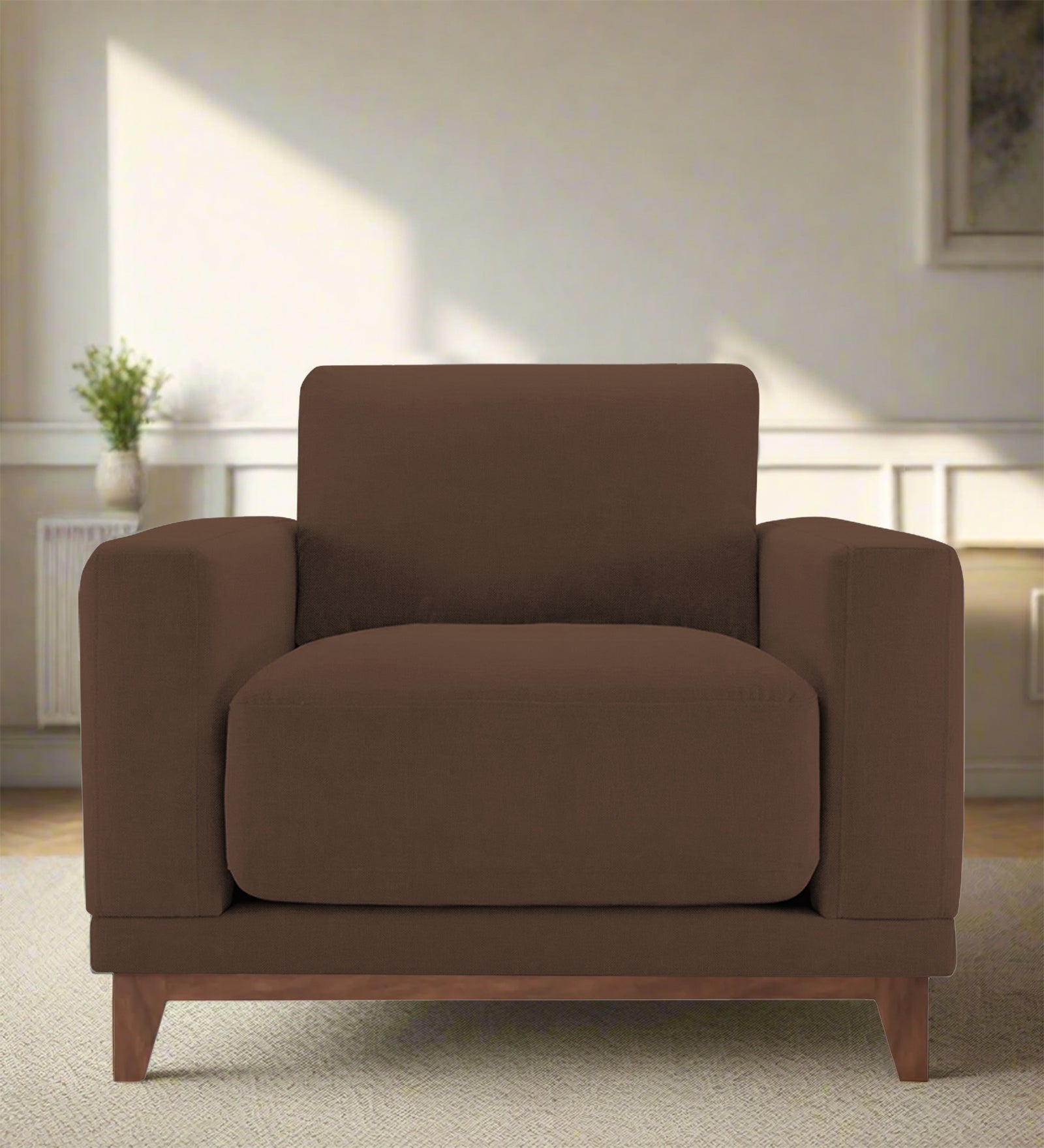 Esha Fabric 1 Seater Sofa In Ash Brown Colour - Febonic Living