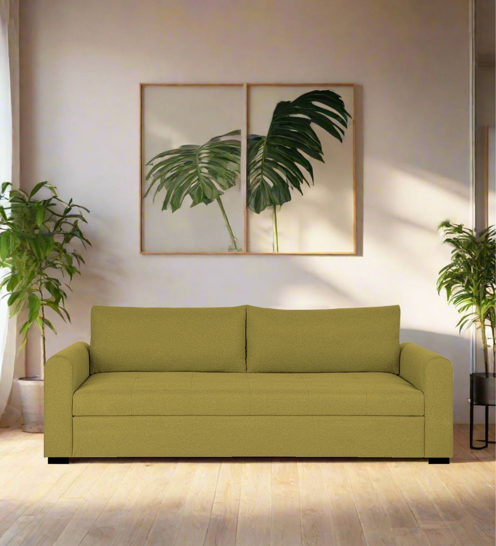 Sigma Fabric 3 Seater Sofa In Parrot Green Colour - Febonic Living
