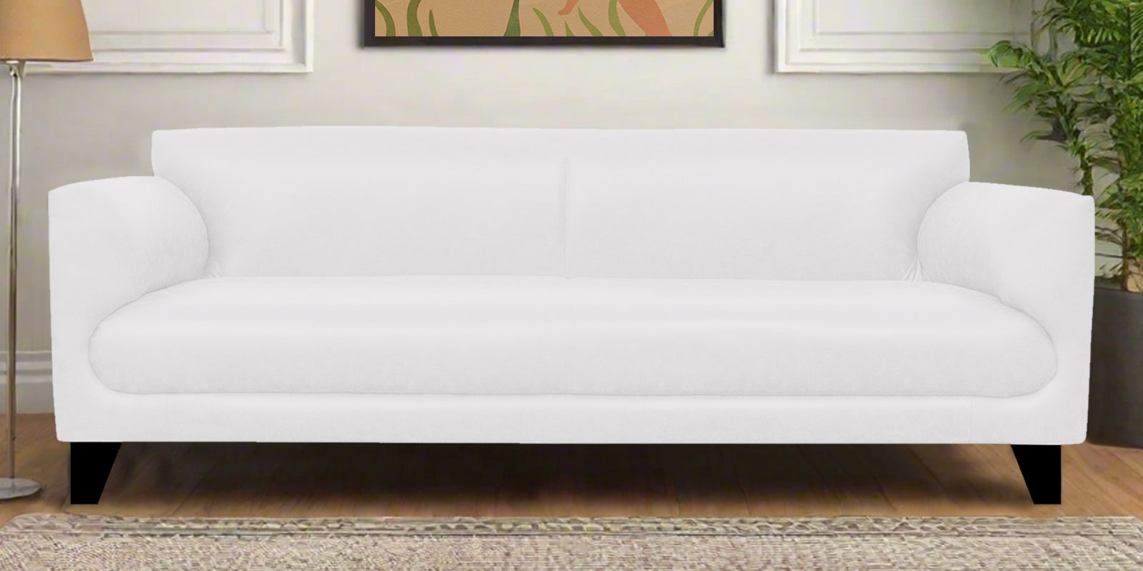 Convi Leatherette 3 Seater Sofa In Cream White Colour - Febonic Living