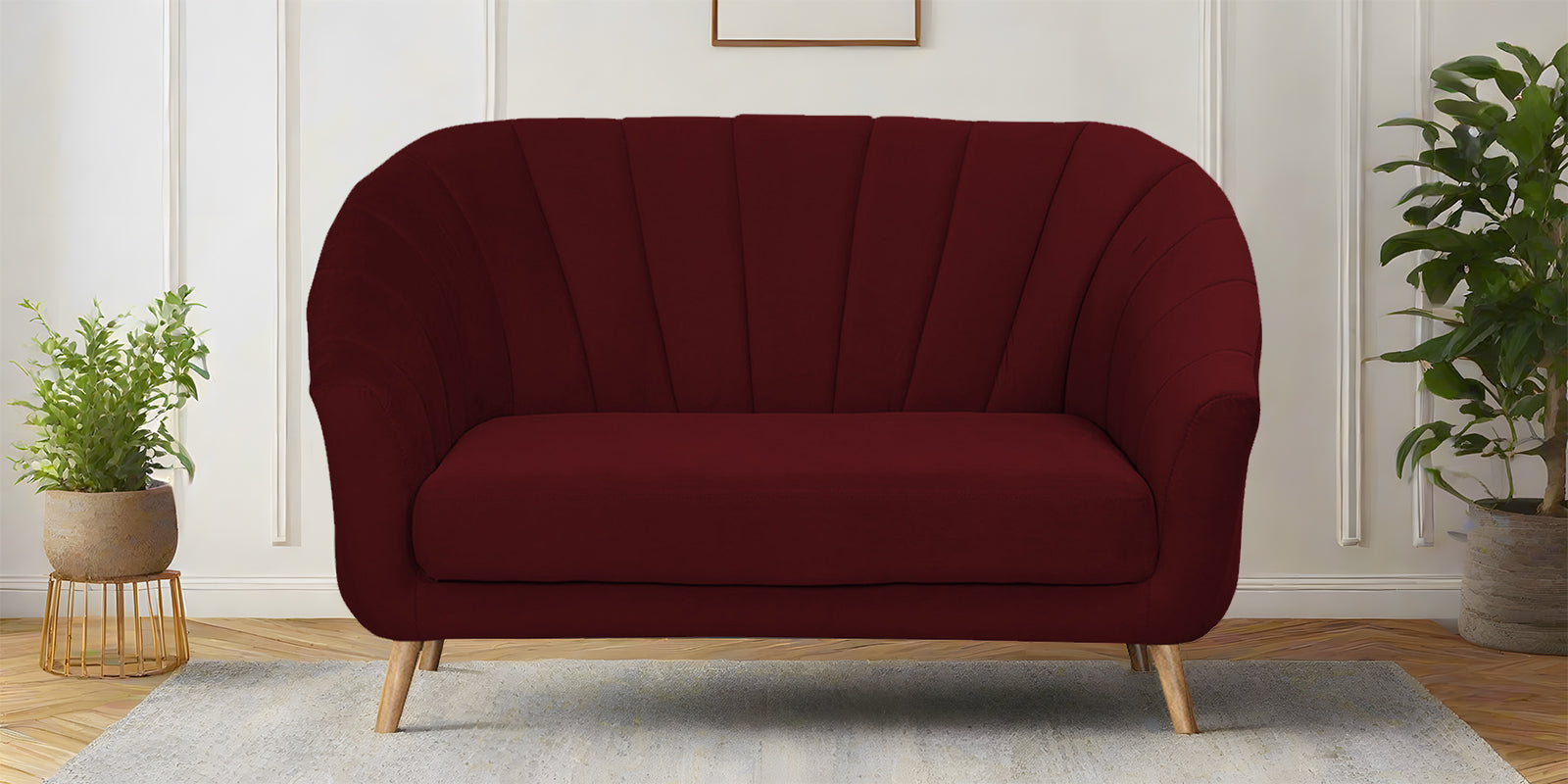 Kaylee Velvet 2 Seater Sofa In Dark Maroon Colour - Febonic Living