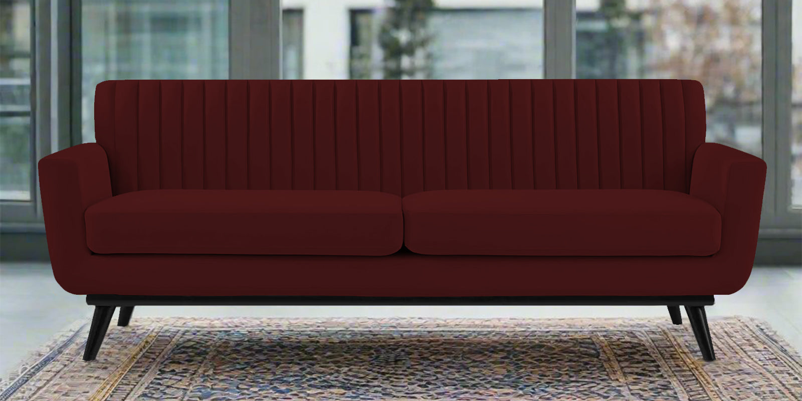 Tucker Velvet 3 Seater Sofa In Blood Maroon Colour - Febonic Living