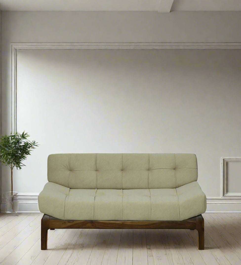 Tiki Sheesham Wood 2 Seater Sofa In Beige Colour