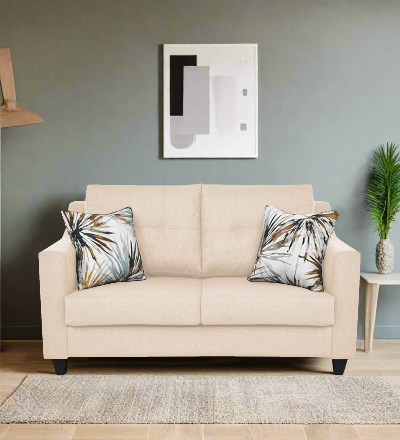 Welly Fabric 2 Seater Sofa In Woom Beige Colour - Febonic Living