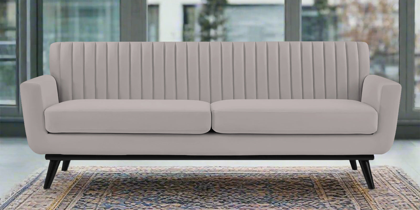 Tucker Velvet 3 Seater Sofa In Pearl Grey Colour - Febonic Living