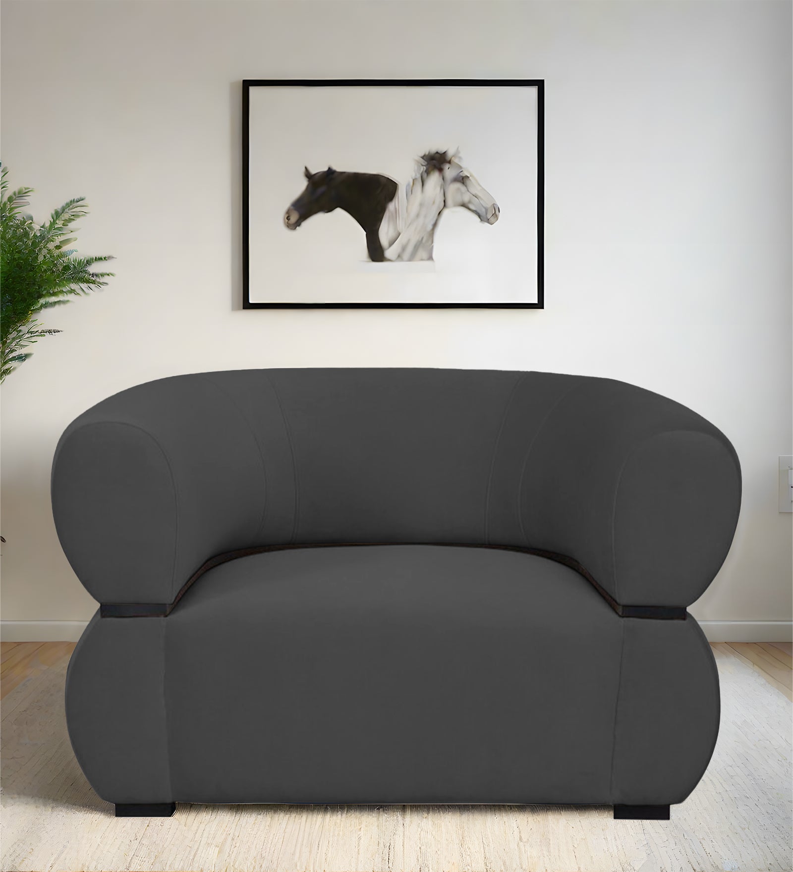 Kula Velvet 1 Seater Sofa In Davy Grey Colour - Febonic Living