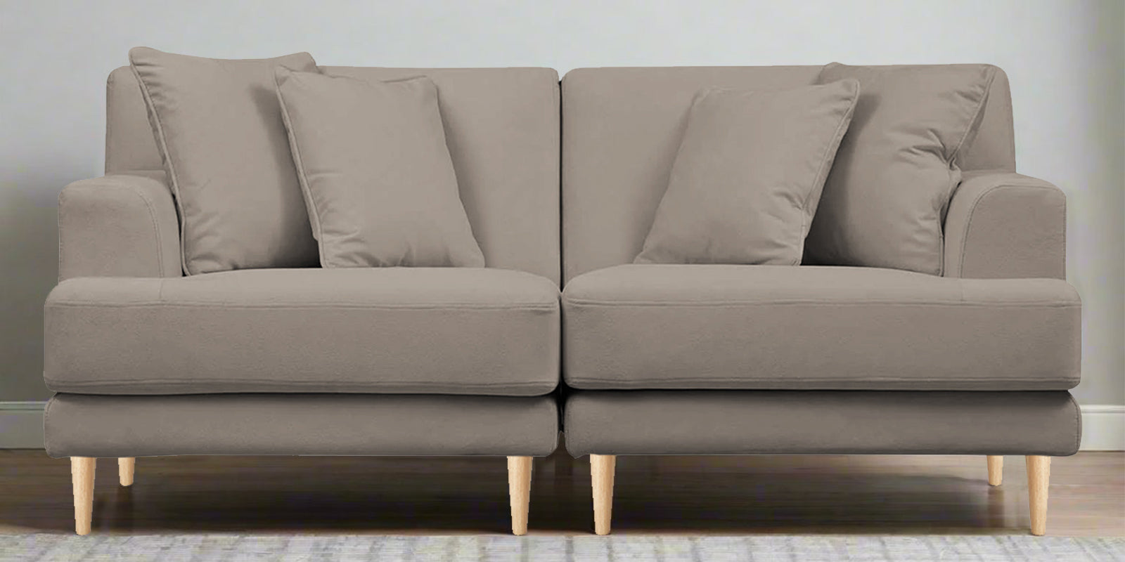 Woody Fabric 2 Seater Sofa In Oat Beige Colour - Febonic Living