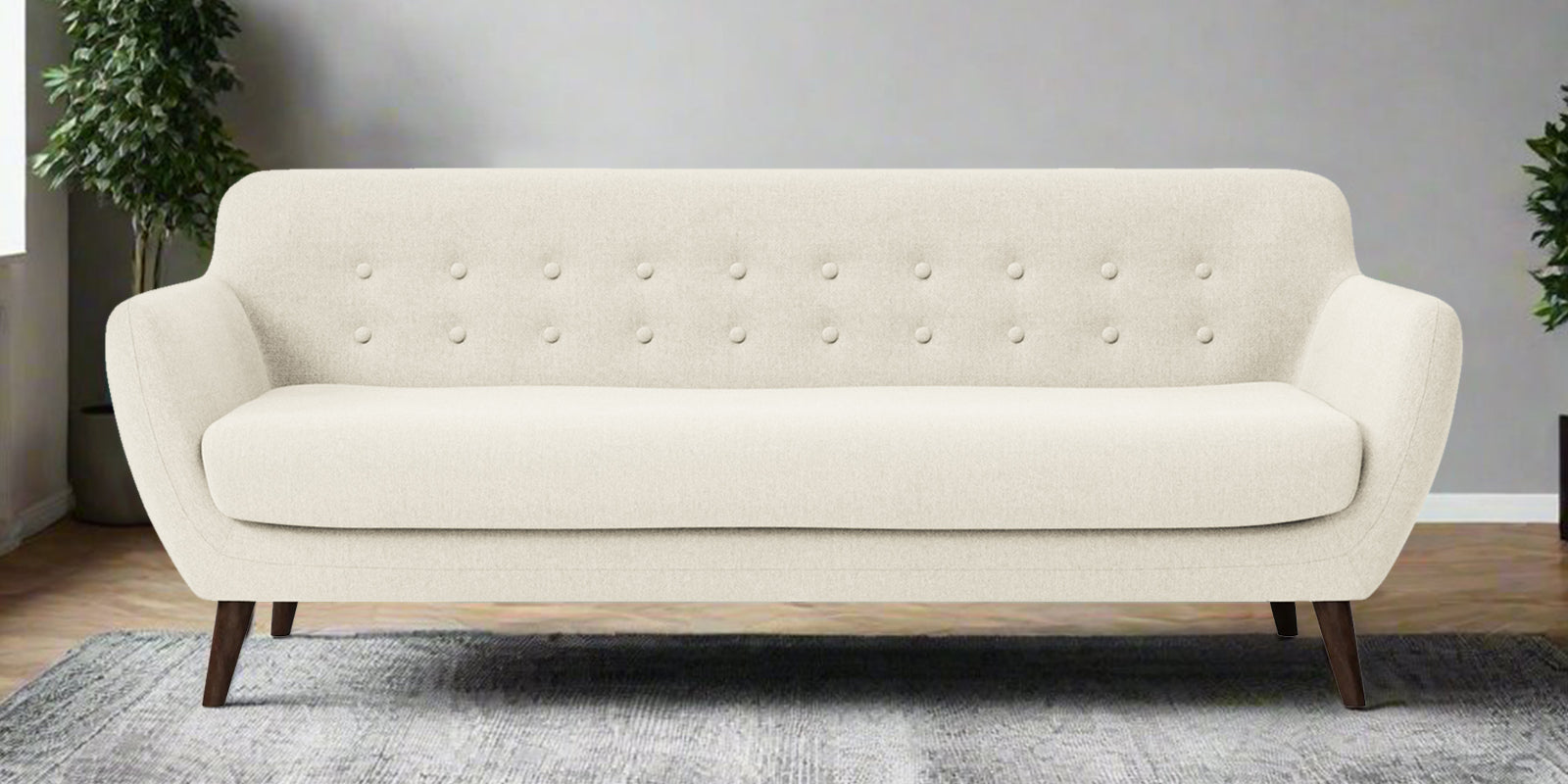 Goofy Fabric 3 Seater Sofa In Ivory Cream Colour - Febonic Living