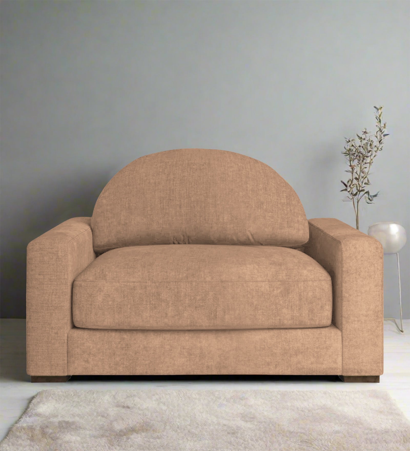 Dara Fabric 1 Seater Sofa In Cosmic Beige Colour - Febonic Living