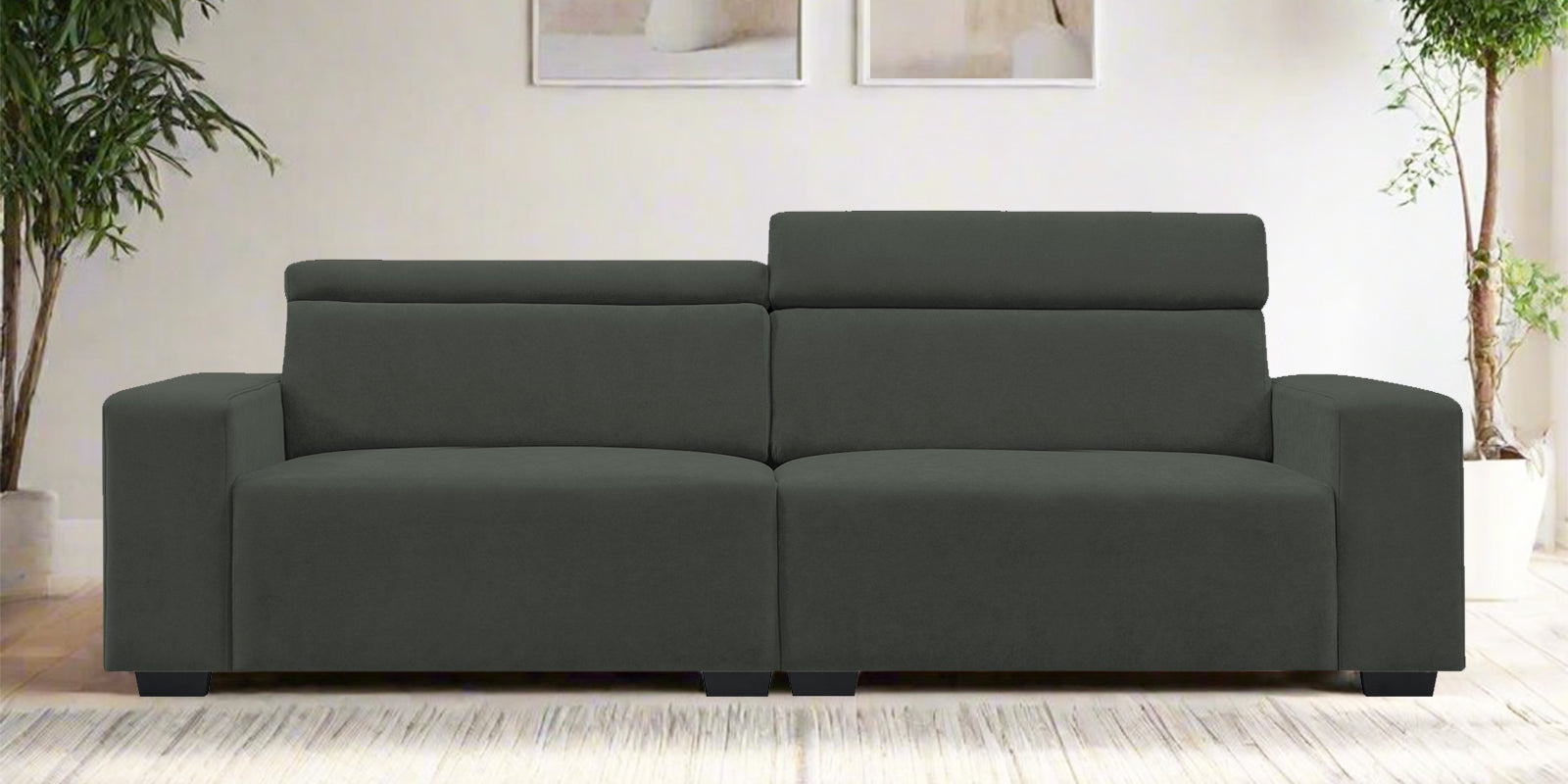 Hiro Fabric 3 Seater Sofa In I-Land Green Colour - Febonic Living