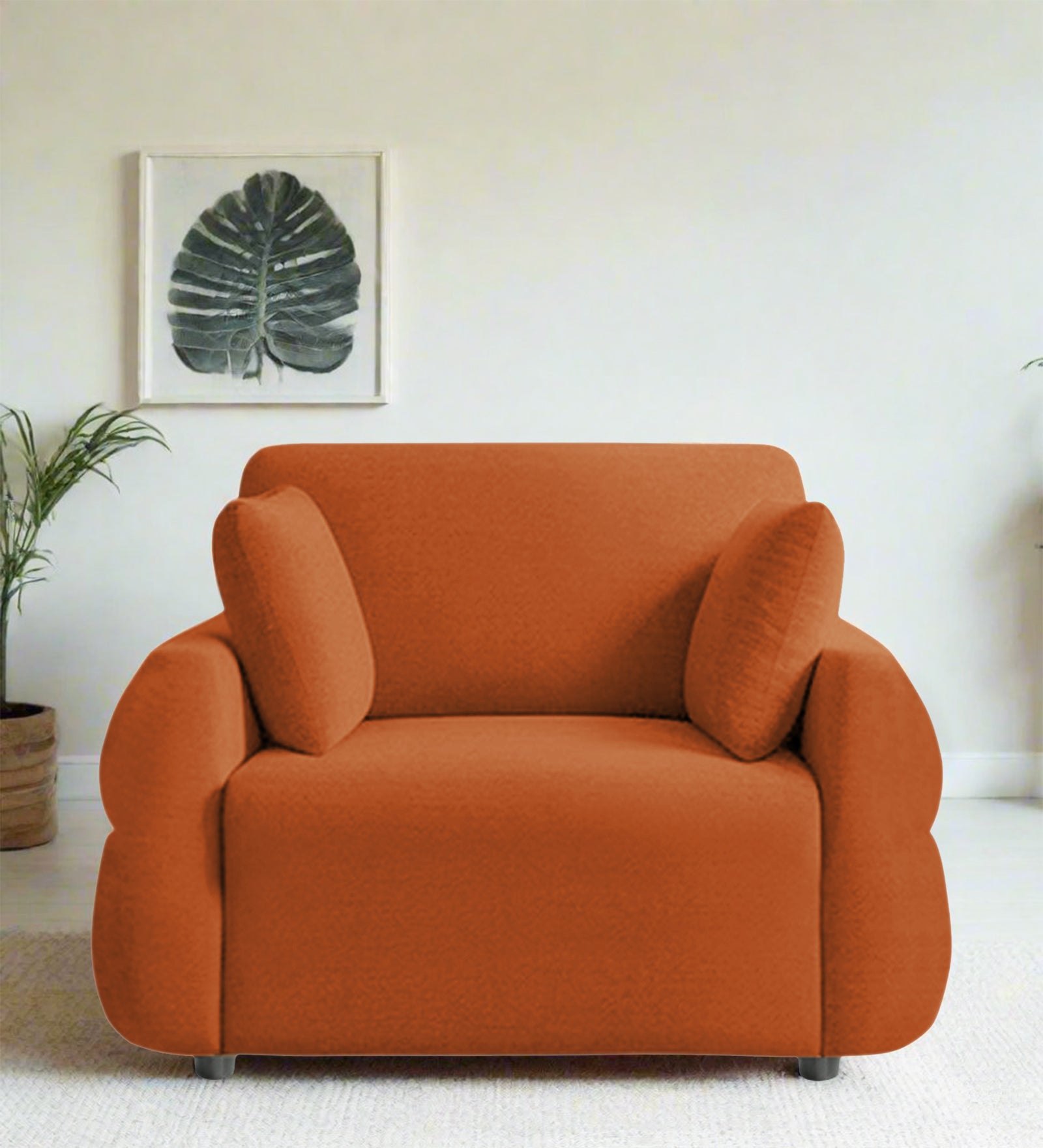 Jack Fabric 1 Seater Sofa In Vivid Orange Colour - Febonic Living