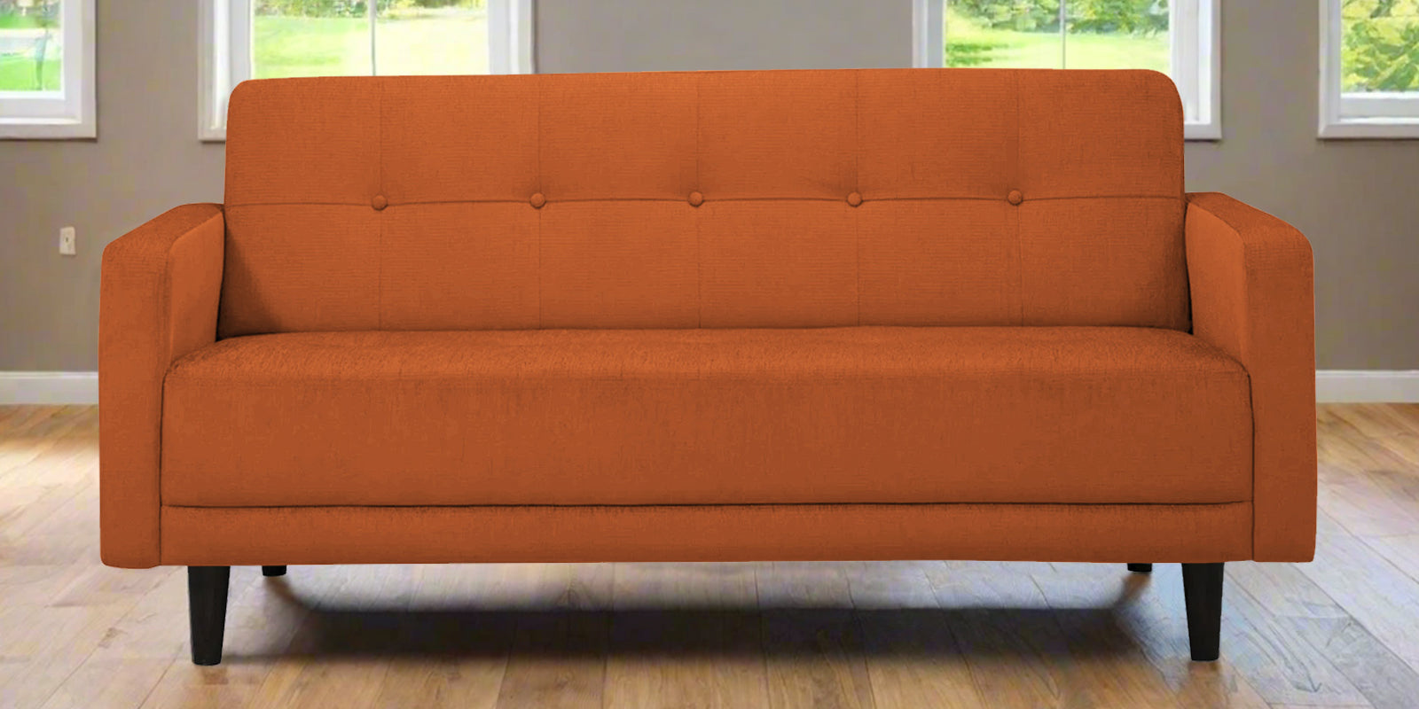Noha Fabric 2 Seater Sofa In Vivid Orange Colour - Febonic Living