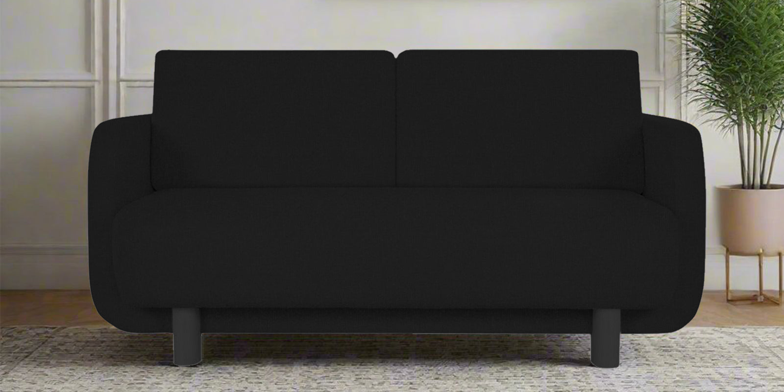 Varu Fabric 2 Seater Sofa In Zed Black Colour - Febonic Living