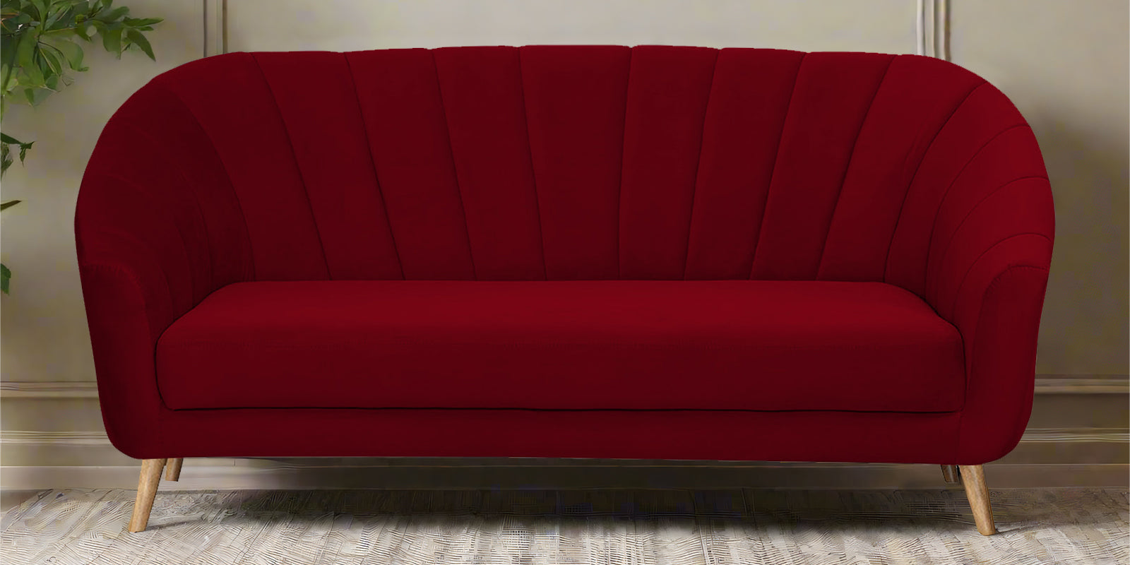 Kaylee Velvet 3 Seater Sofa In Cherry Red Colour - Febonic Living