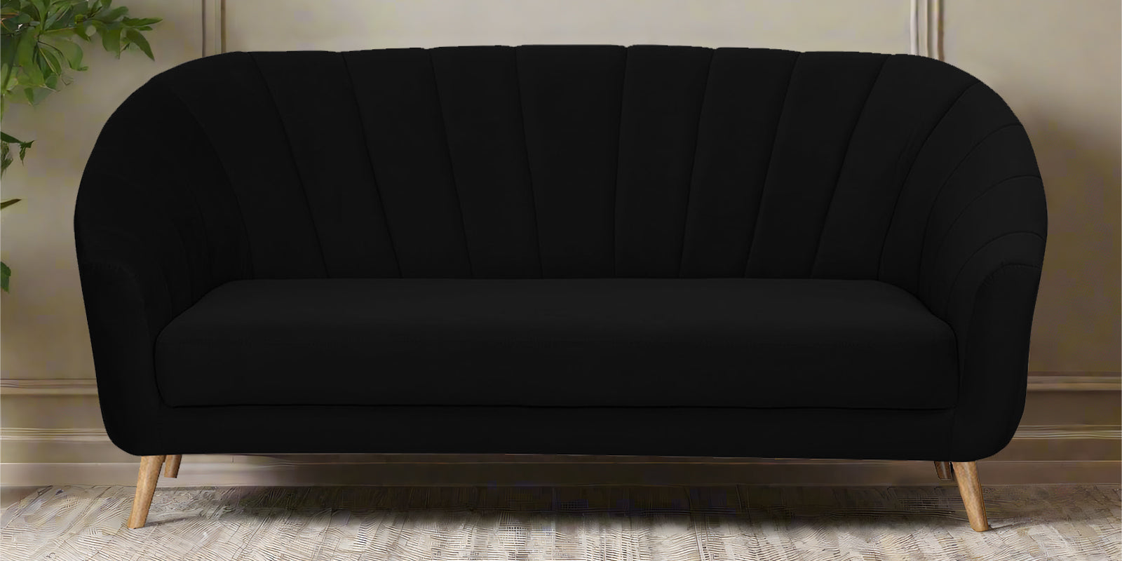 Kaylee Velvet 3 Seater Sofa In Adam Black Colour - Febonic Living