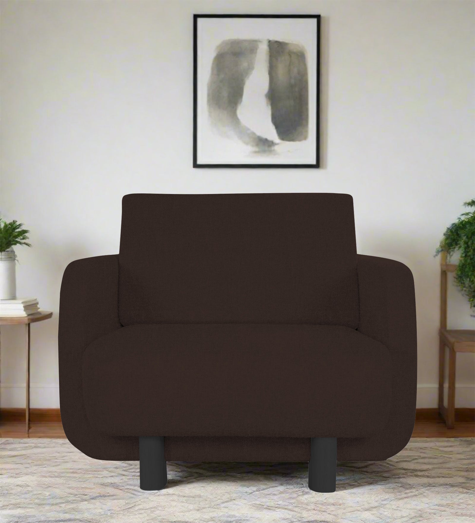 Varu Fabric 1 Seater Sofa In Coffee Brown Colour - Febonic Living