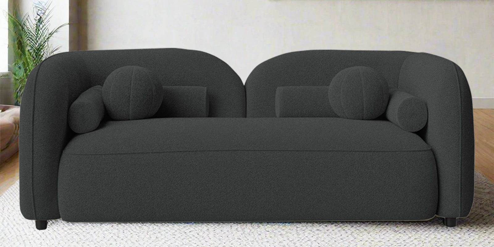 Corny Boucle Fabric 2 Seater Sofa In Shadow Grey Colour - Febonic Living