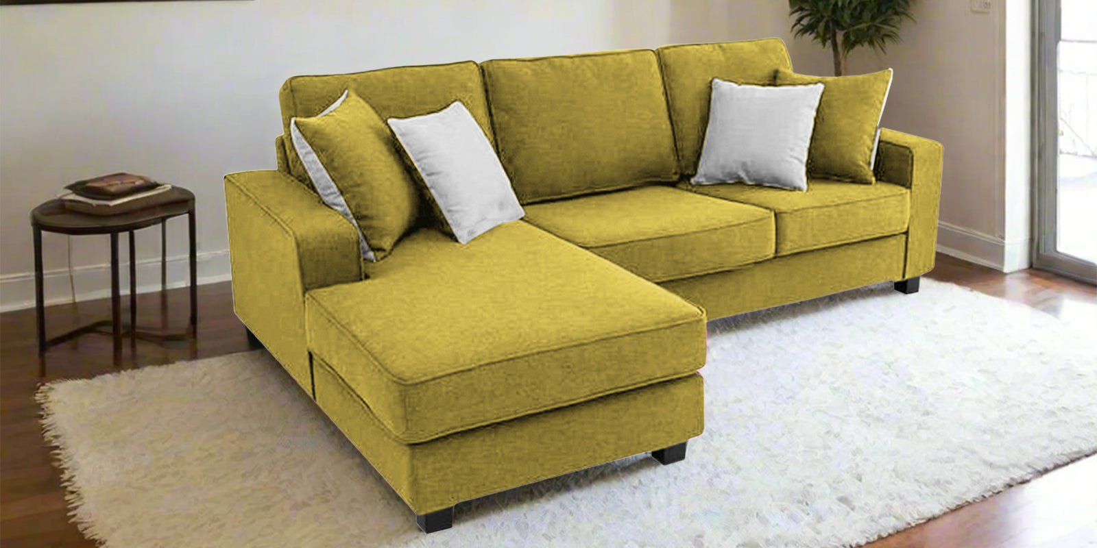 Ladybug Fabric RHS Sectional Sofa (2+Lounger) In Parrot Green Colour - Febonic Living