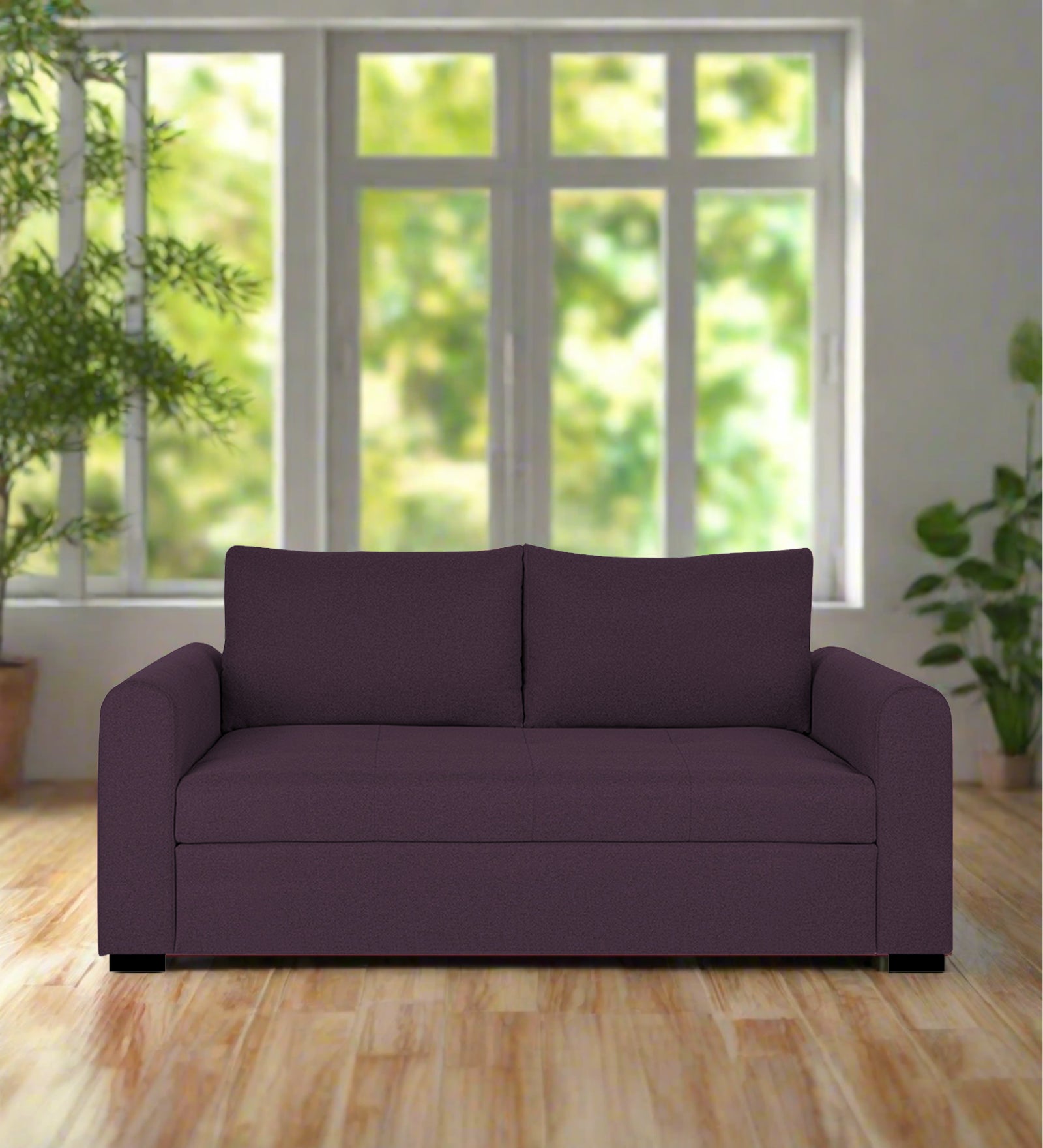 Sigma Fabric 2 Seater Sofa In Greek Purple Colour - Febonic Living