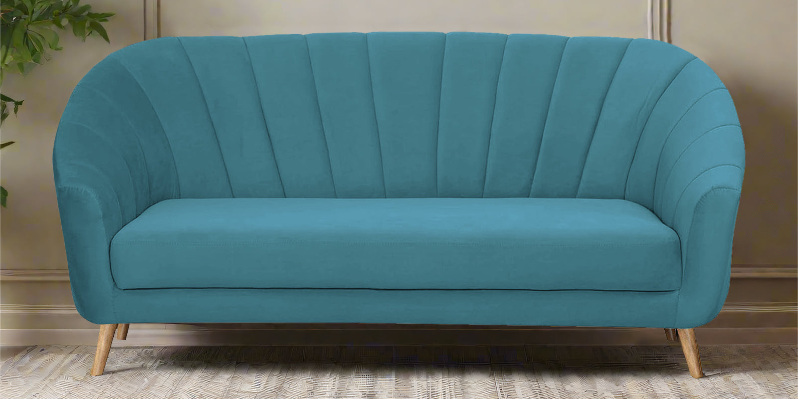 Kaylee Velvet 3 Seater Sofa In Aqua Blue Colour - Febonic Living
