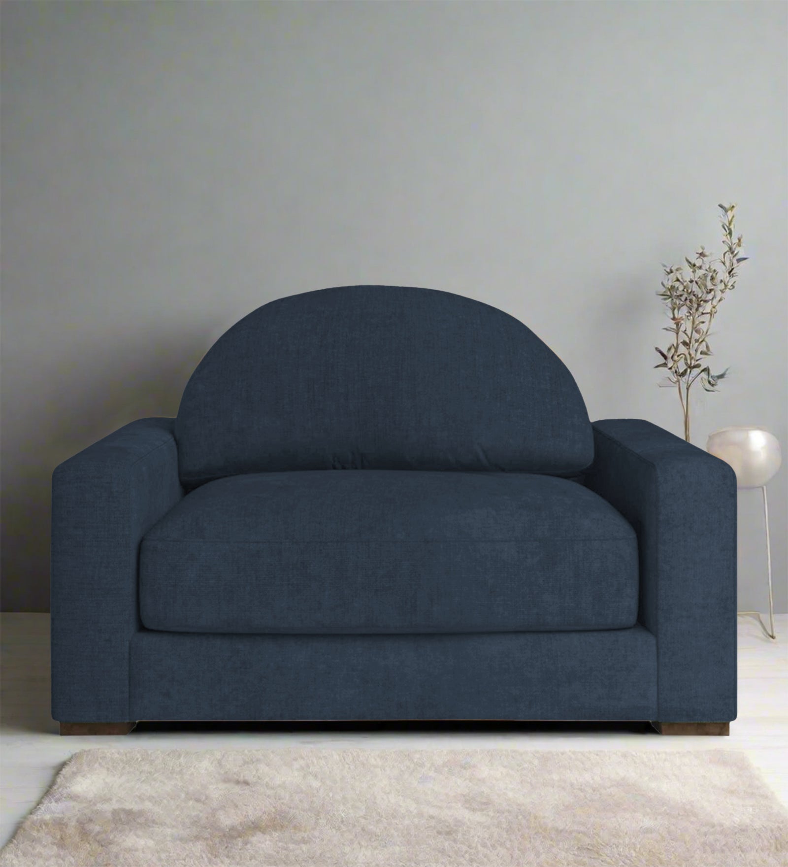 Dara Fabric 1 Seater Sofa In Denim Blue Colour - Febonic Living