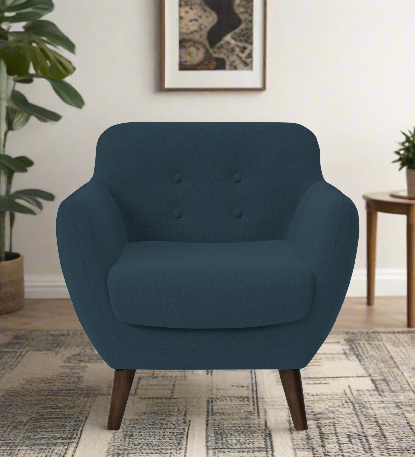Goofy Fabric 1 Seater Sofa In Cool Blue Colour - Febonic Living