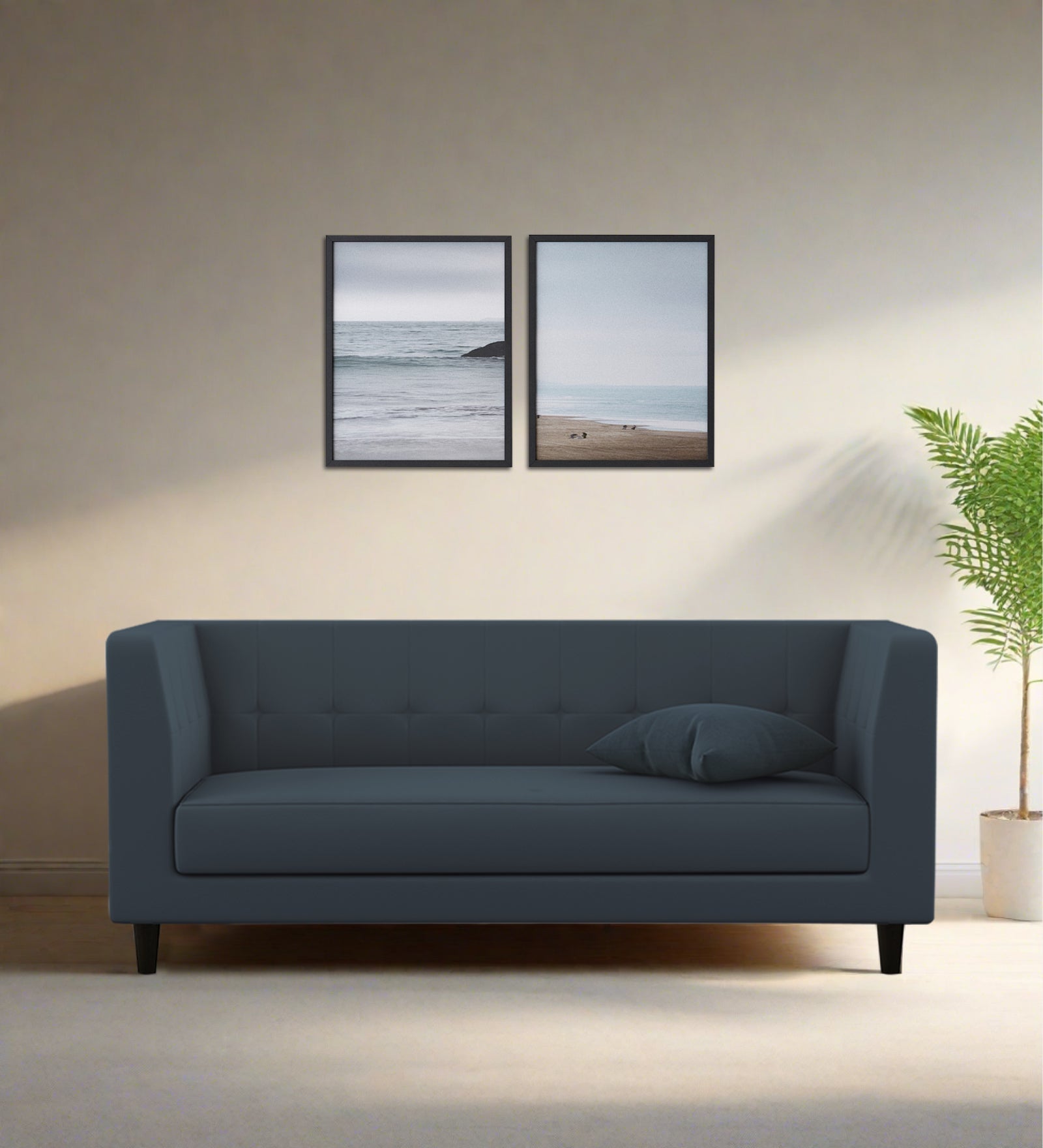 Braulia Velvet 3 Seater Sofa In Oxford Blue Colour - Febonic Living