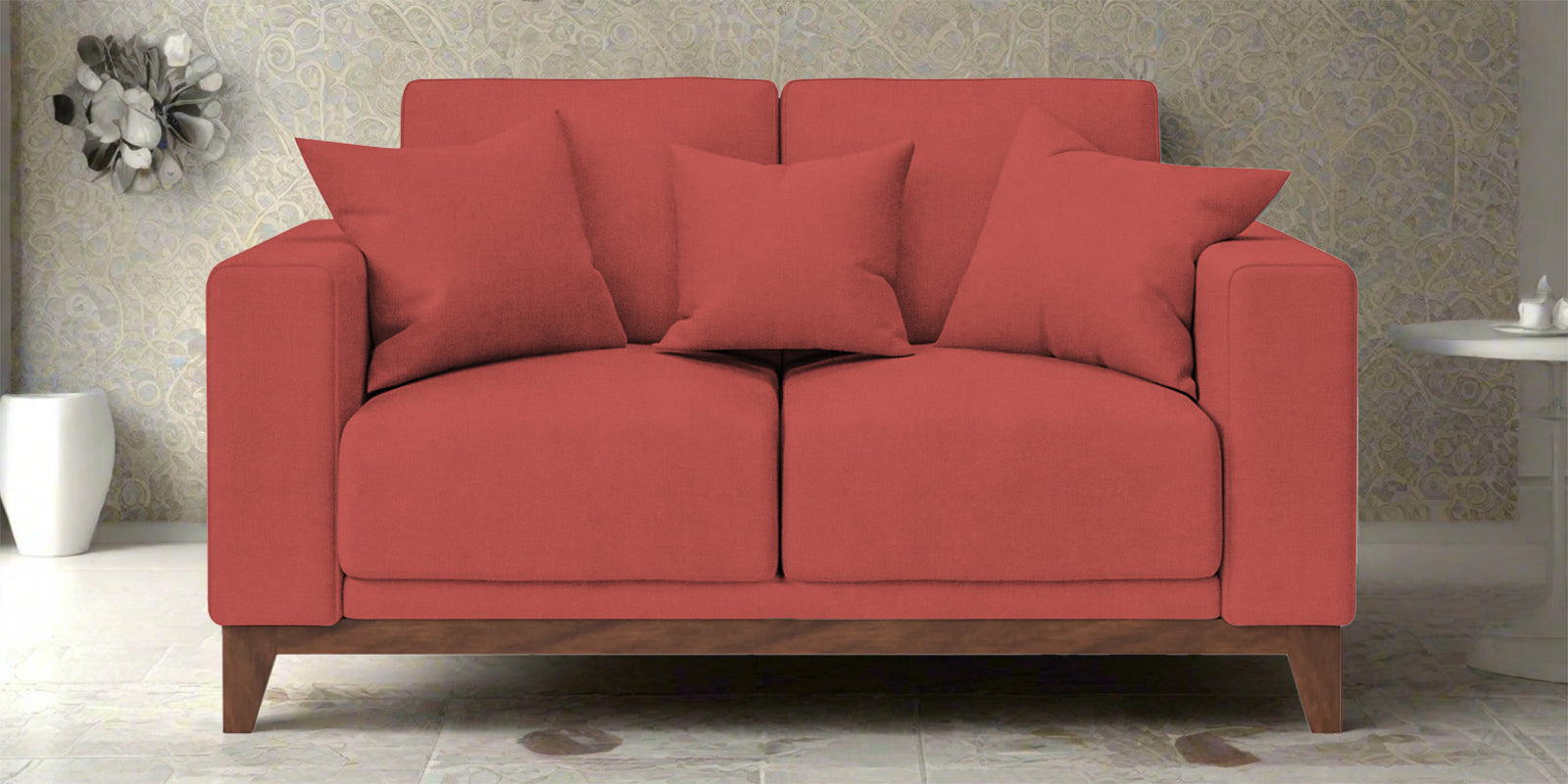 Luca Fabric 2 Seater Sofa In Salmon Pink Colour - Febonic Living