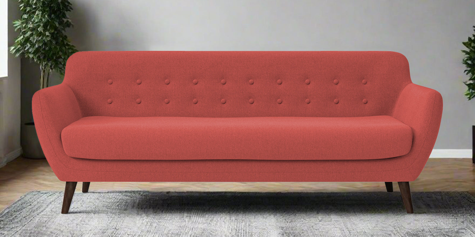 Goofy Fabric 3 Seater Sofa In Salmon Pink Colour - Febonic Living