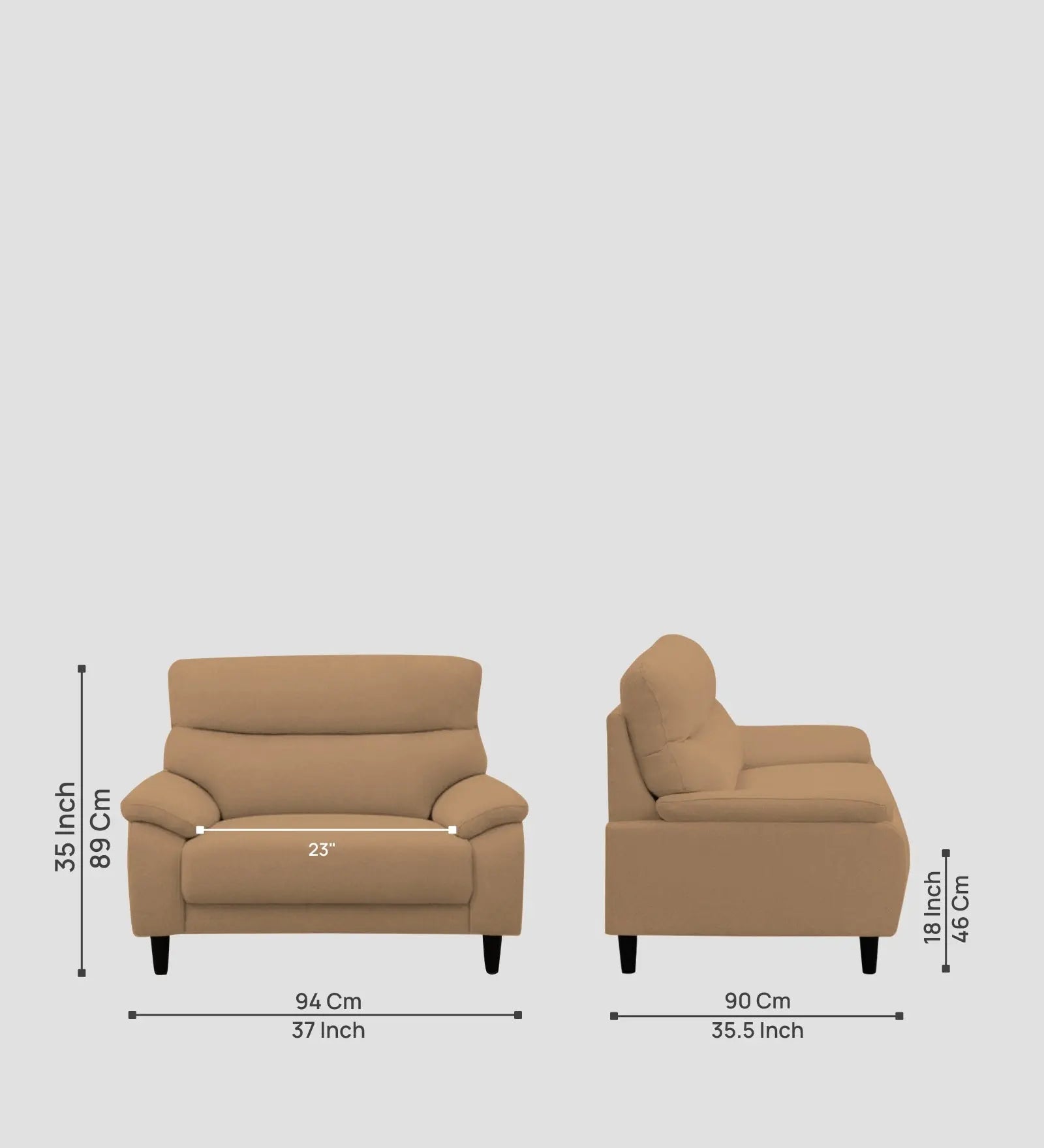 Zibby Fabric 1 Seater Sofa In Copper Brown Colour Febonic Living