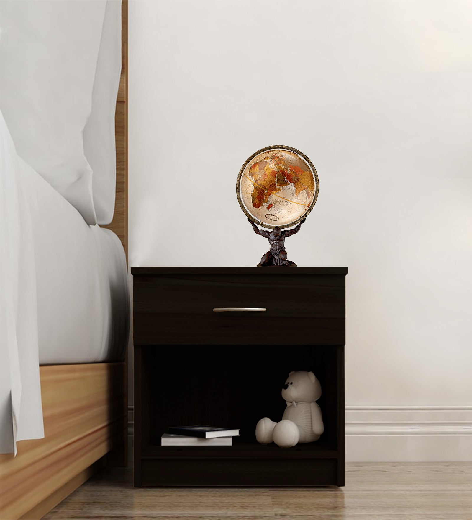 Zeebo Bedside Table With Drawer in Wenge Finish - Febonic Living