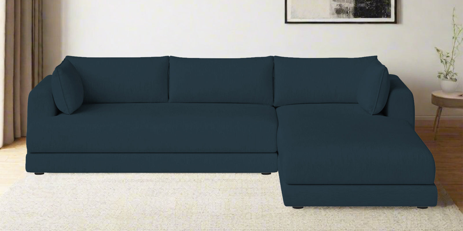 Ziggy Fabric LHS Sectional Sofa (3+Lounger) In Cool Blue Colour - Febonic Living