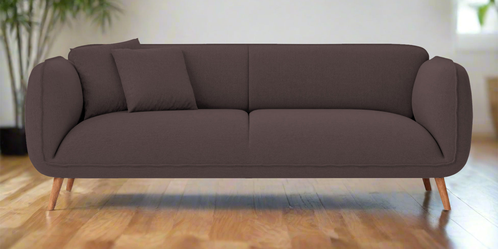 Zia Fabric 3 Seater Sofa In Night Brown Colour