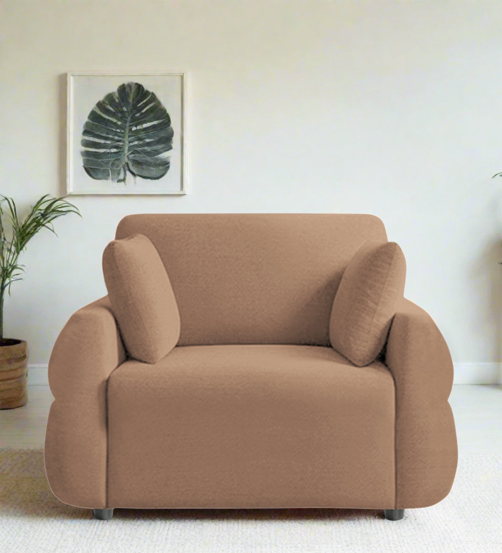 Jack Fabric 1 Seater Sofa In Cosmic Beige Colour - Febonic Living