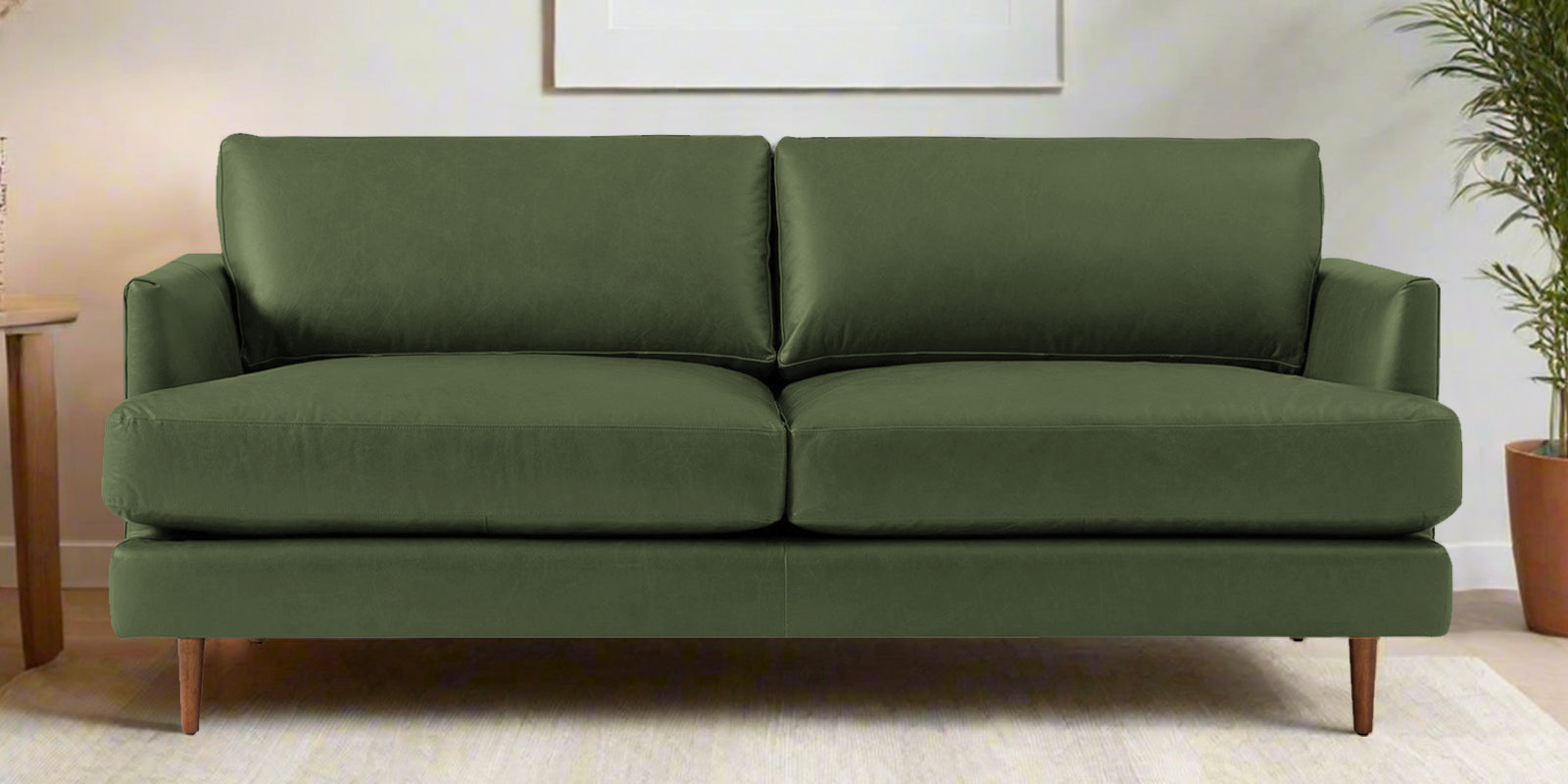 Sterio Leatherette 2 Seater Sofa In Moss Green Colour - Febonic Living