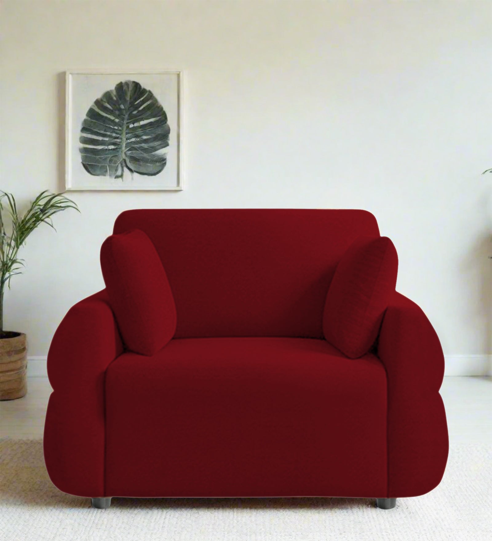 Jack Fabric 1 Seater Sofa In Ruby Red Colour - Febonic Living