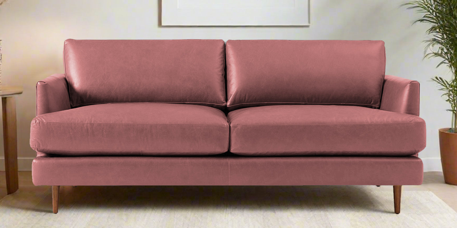 Sterio Leatherette 2 Seater Sofa In Light Pink Colour - Febonic Living