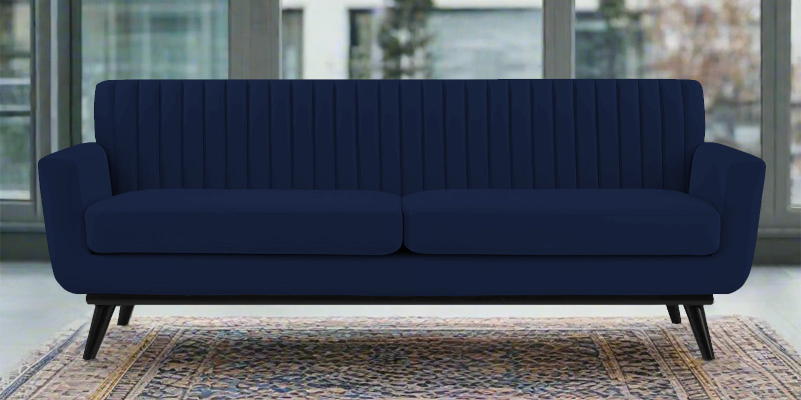 Tucker Velvet 3 Seater Sofa In Indigo Blue Colour - Febonic Living