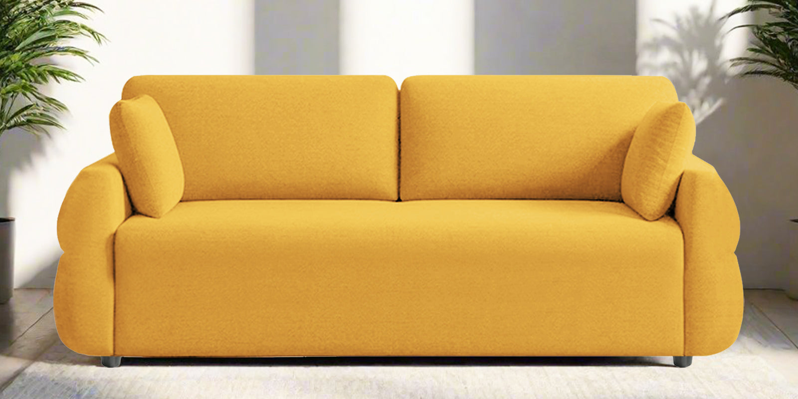 Jack Fabric 3 Seater Sofa In Bold Yellow Colour - Febonic Living