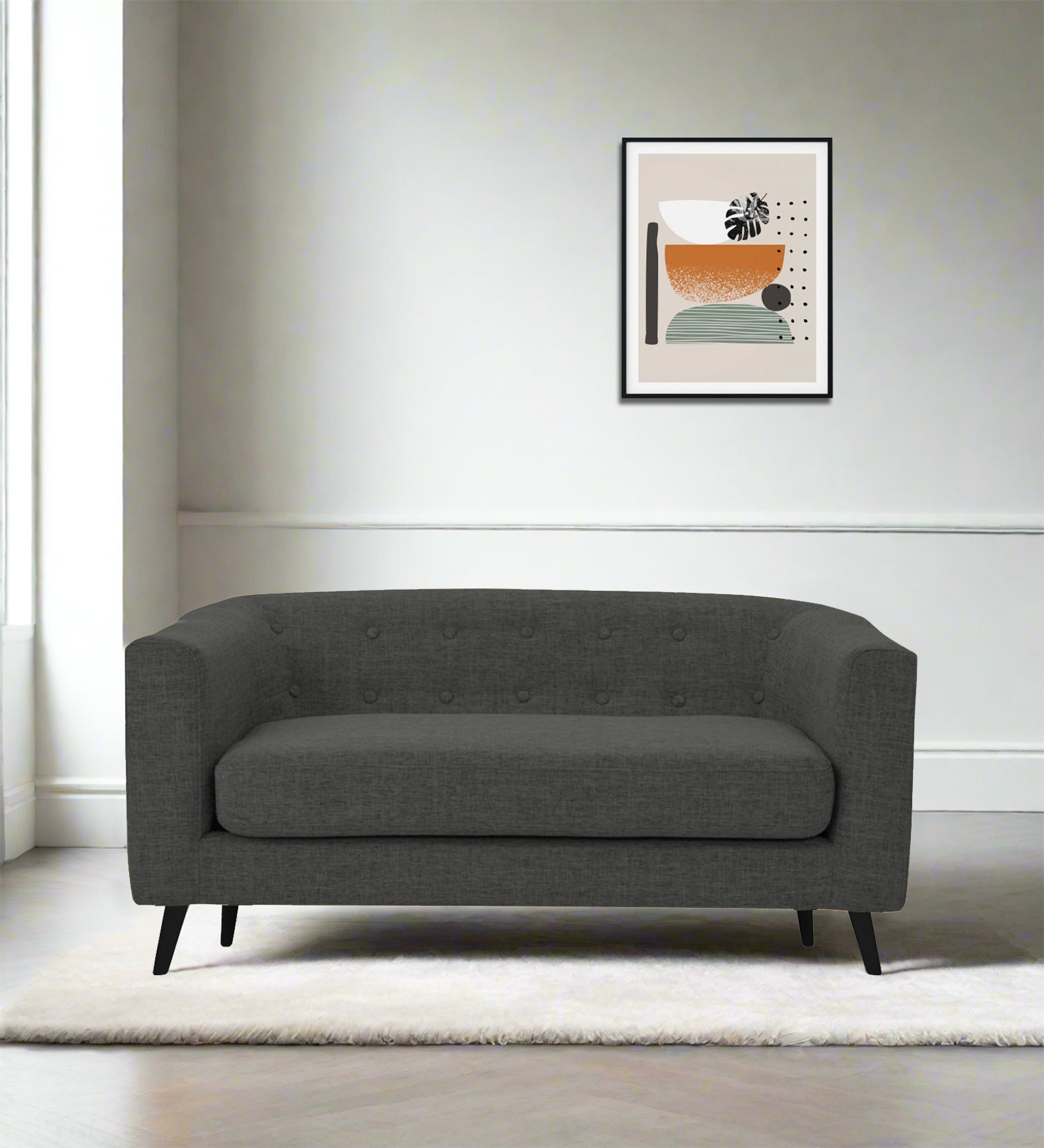 Casper Fabric 2 Seater Sofa In Charcoal Grey Colour - Febonic Living
