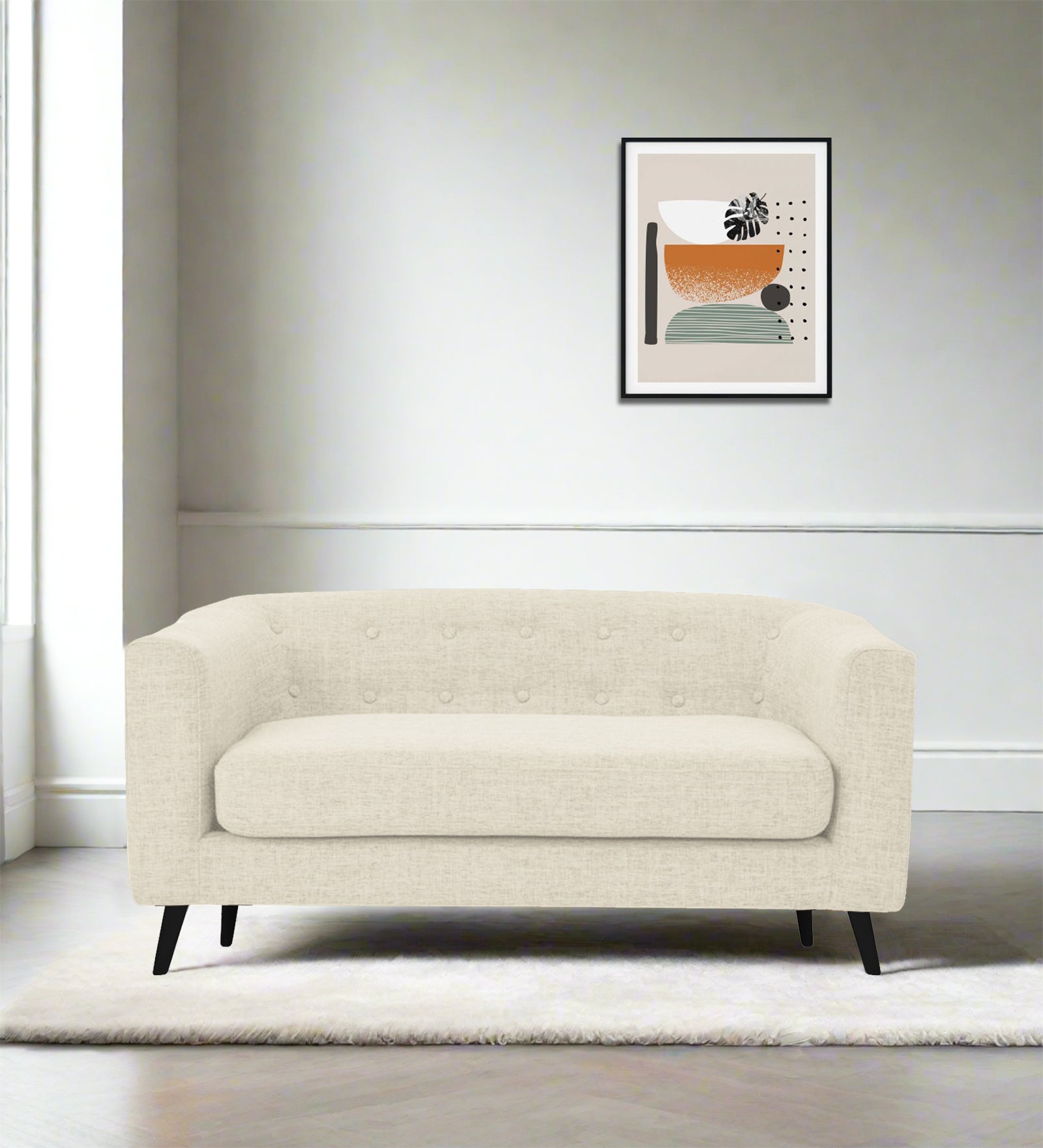 Casper Fabric 2 Seater Sofa In Ivory Cream Colour - Febonic Living