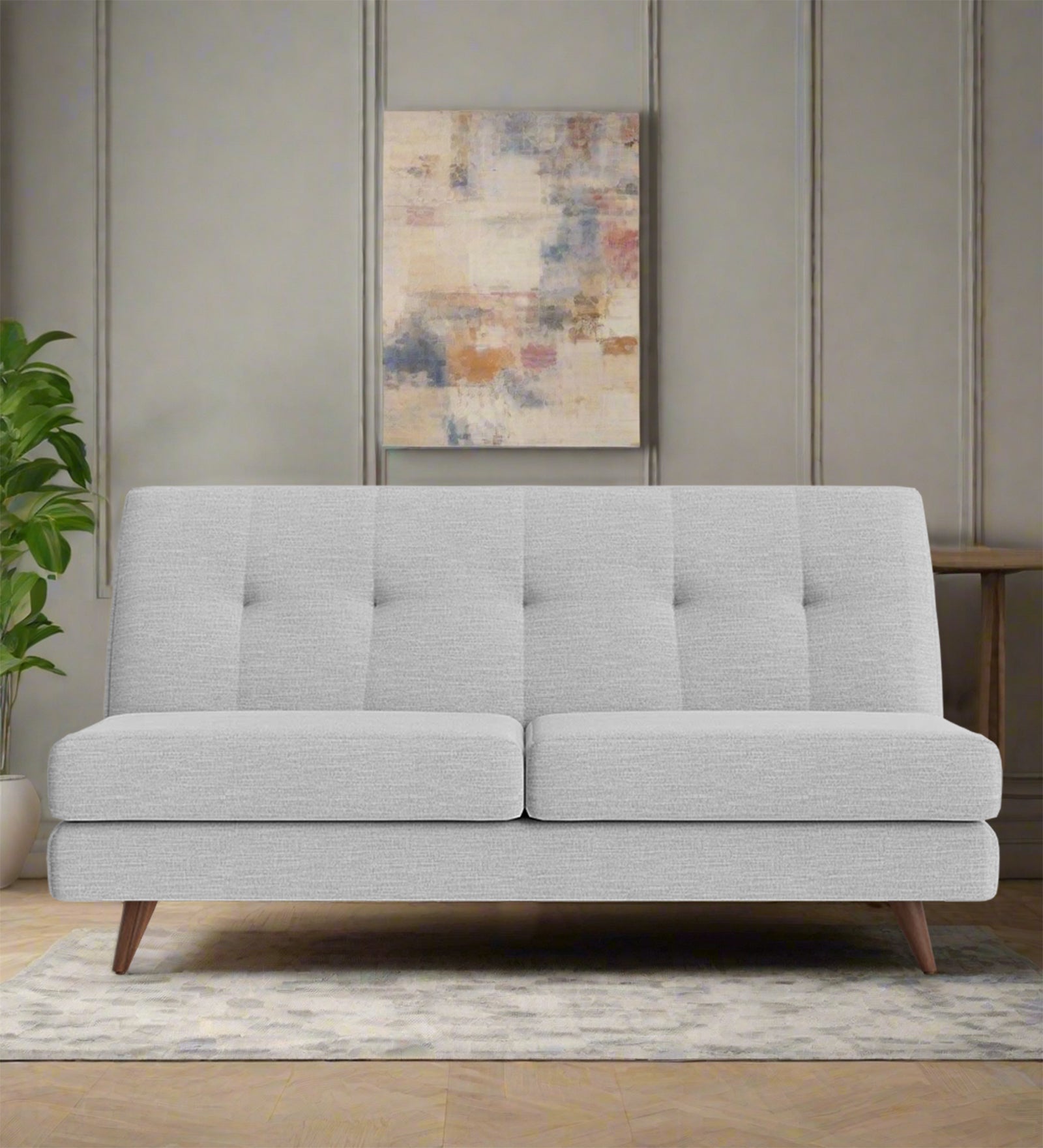 Jasmin Fabric 2 Seater Armless Sofa In Lit Grey Colour - Febonic Living