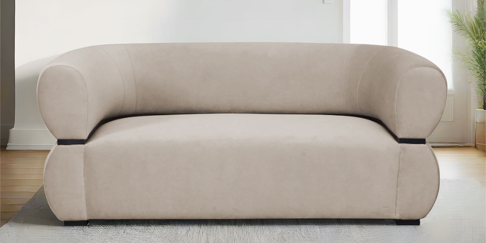 Kula Velvet 2 Seater Sofa In Cream Beige Colour - Febonic Living