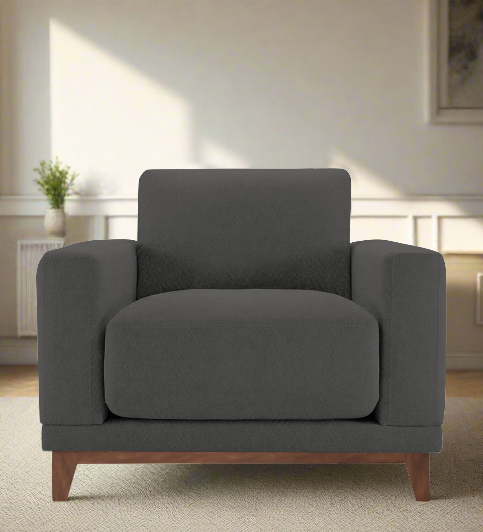 Esha Fabric 1 Seater Sofa In Stone Grey Colour - Febonic Living