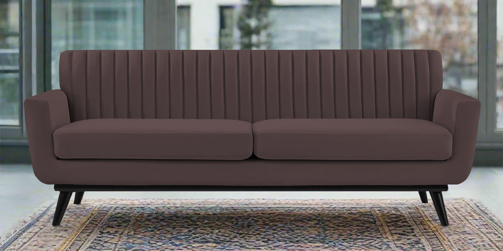 Tucker Velvet 3 Seater Sofa In Mocha Brown Colour - Febonic Living