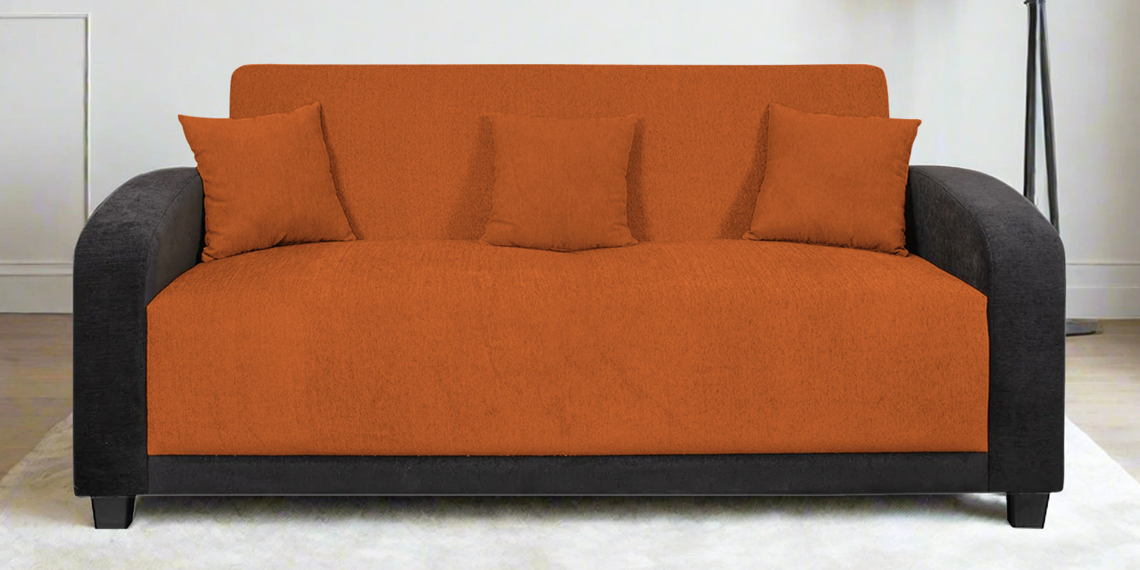 Alex Fabric 3 Seater Sofa In Vivid Orange Colour - Febonic Living