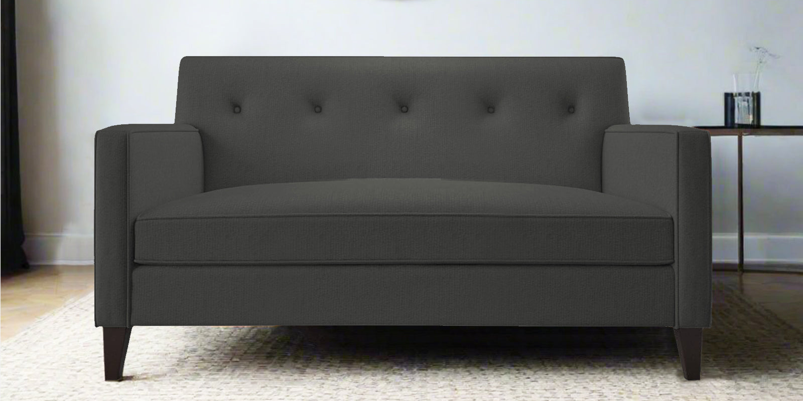 Miller Fabric 2 Seater Sofa In Charcoal Grey Colour - Febonic Living