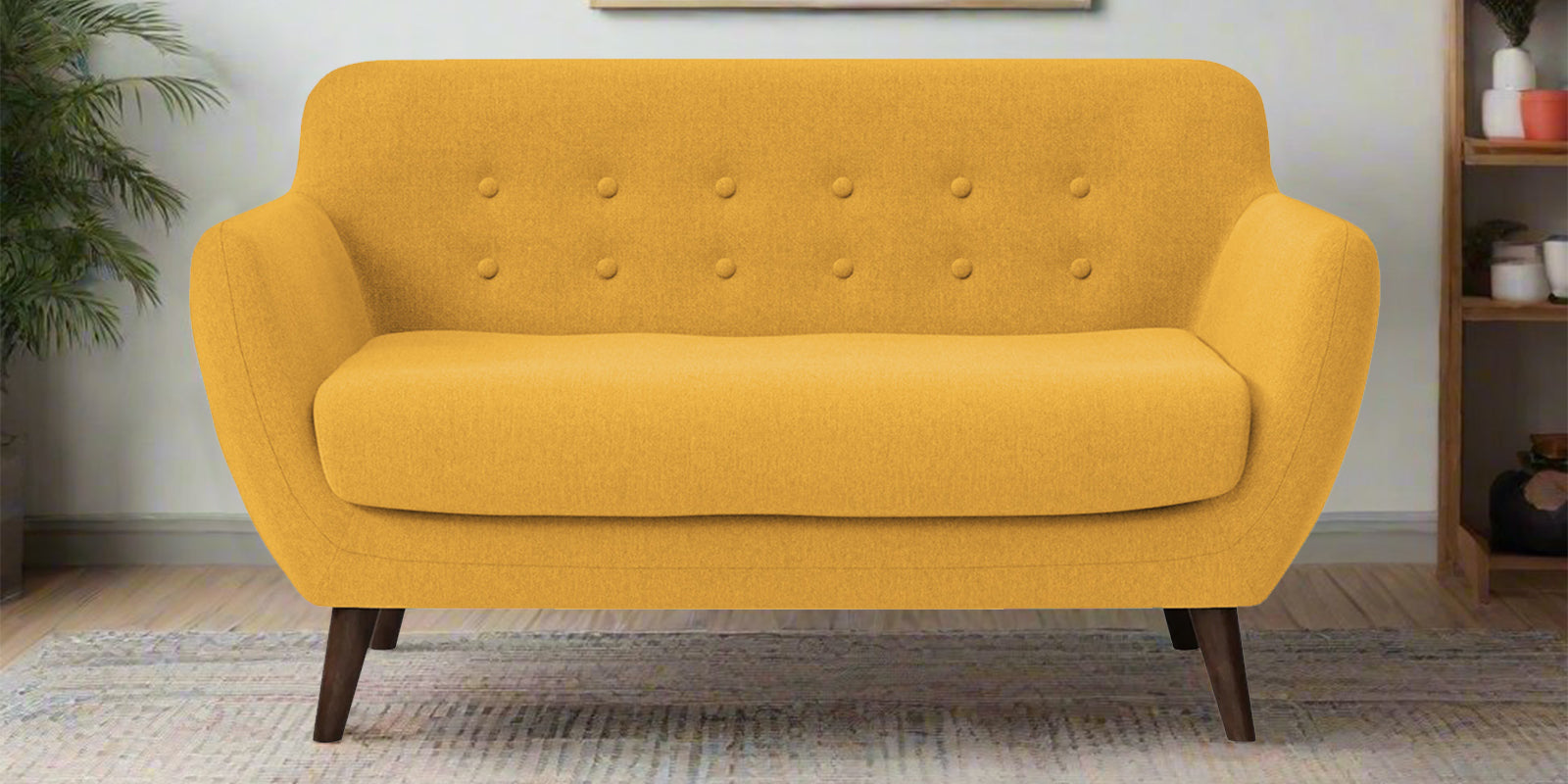Goofy Fabric 2 Seater Sofa In Bold Yellow Colour - Febonic Living