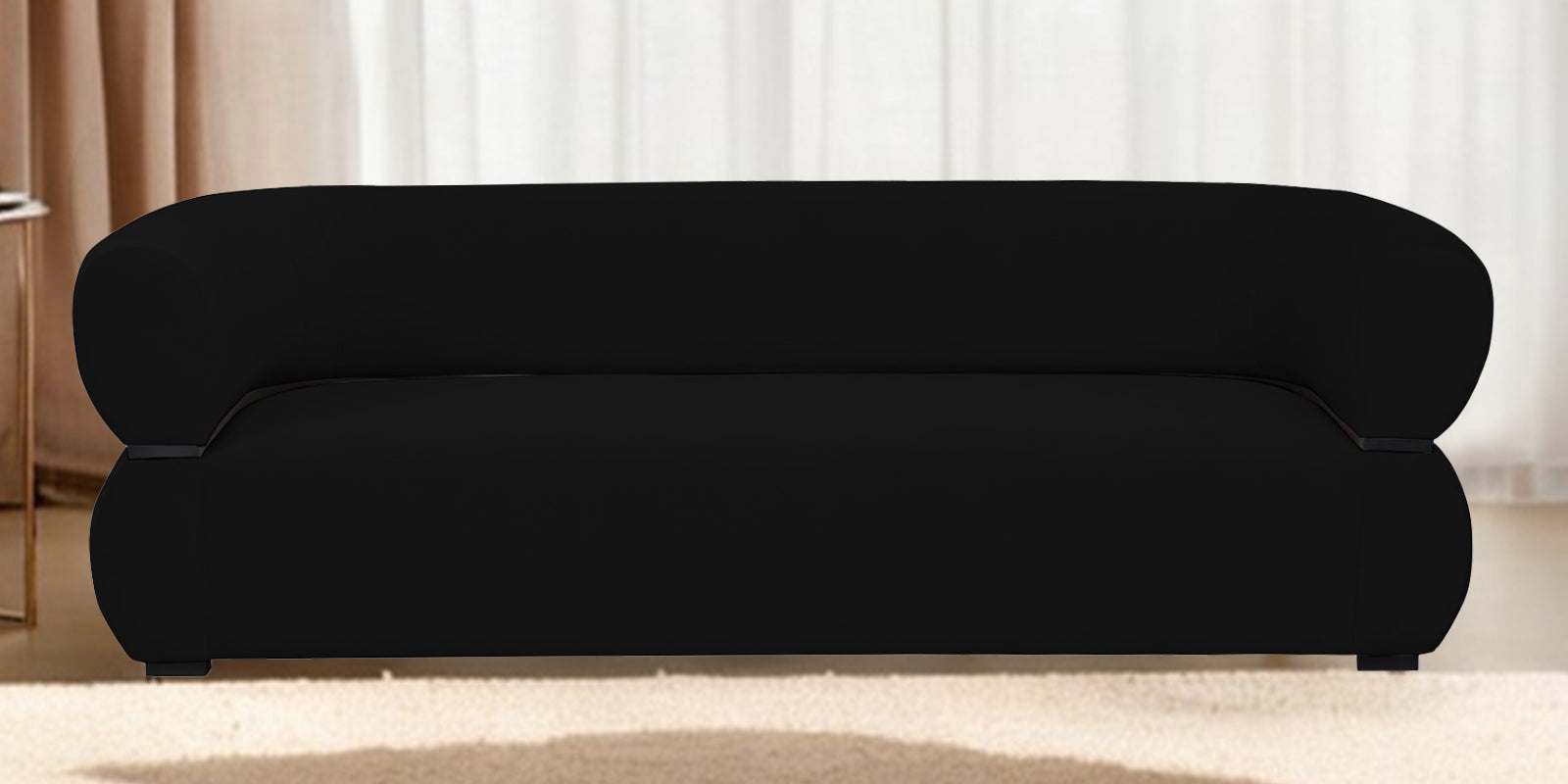 Kula Velvet 3 Seater Sofa In Adam Black Colour - Febonic Living