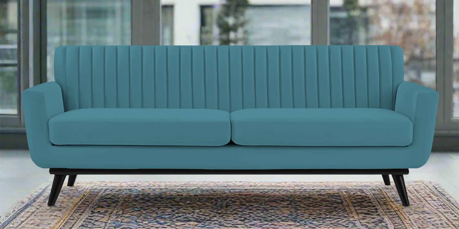 Tucker Velvet 3 Seater Sofa In Aqua Blue Colour - Febonic Living